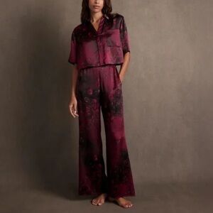 LUNYA x ROSANDICH BNWT Washable Silk High Rise Pant Set in Rouge Reverie Size S